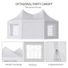 Outsunny 22 x 16 Large Octagon 8-Wall Party Canopy Gazebo Tent - White
