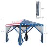 Outsunny 10' x 10' Heavy Duty Pop Up Canopy with Removable Mesh Sidewall Netting, Easy Setup Design, Party Event with Storage Bag, American Flag