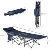 Outsunny Heavy Duty 2 Person Camping Cot with Mattress for Adults With Portable Carrying Bag, Outdoor Folding Lightweight Sleeping Bed, Blue