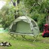 Outsunny 1 Person Folding Camping Cot, Portable Outdoor with Carry Bag, 2-in-1 Elevated Camping Bed Tent Single