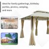 Outsunny 10' x 13' Outdoor Soft Top Gazebo Pergola with Curtains, 2-Tier Steel Frame Gazebo for Patio, Cream White