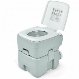 5.3 Gallon 20 L Portable Potty Commode for RV Camping Indoor Outdoor  - Color: Gray