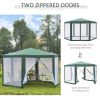 Outsunny 13ft x 13ft Outdoor Party Tent Hexagon Sun Shelter Canopy with Protective Mesh Screen Walls & Proper Sun Protection, Green