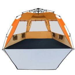 3-4 Person Easy Pop Up Beach Tent UPF 50+ Portable Sun Shelter-Orange - Color: Orange