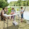 Folding Cleaning Sink Faucet Cutting Camping Table with Sprayer - Color: White