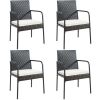 4 Pieces Patio Wicker Rattan Dining Set with Comfy Cushions