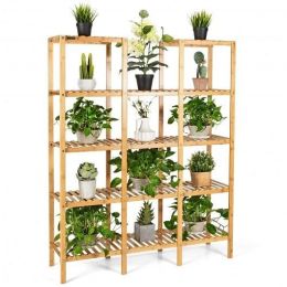Multifunctional Bamboo Shelf Flower Plant Display Stand