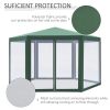 Outsunny 13ft x 13ft Outdoor Party Tent Hexagon Sun Shelter Canopy with Protective Mesh Screen Walls & Proper Sun Protection, Green