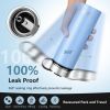 22 Oz Double-walled Insulated Stainless Steel Water Bottle with 2 Lids and Straw-Blue - Color: Blue