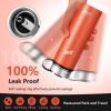 22 Oz Double-walled Insulated Stainless Steel Water Bottle with 2 Lids and Straw-Orange - Color: Orange