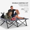 Outsunny 2 Person Folding Camping Cot for Adults, 50" Extra Wide Outdoor Portable Sleeping Cot with Carry Bag, Beach Hiking