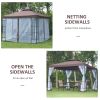 Outsunny 10'x10' Outdoor Gazebo, Double Tiered Canopy Tent with Mosquito Netting and Steel Frame for Patio, Backyards and Parties, Coffee