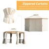 Outsunny 13' x 13' Party Tent 2 Tier Outdoor Hexagon Patio Canopy, Mesh Nettings, Curtains, Double Vented Roof Gazebo, UV and Water Protection, Beige