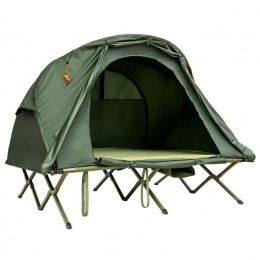 2-Person Outdoor Camping Tent with External Cover-Green - Color: Green