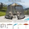 8-12 Feet Patio Umbrella Table Mesh Screen Cover Mosquito Netting-Beige