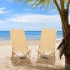 Bamboo Folding Camping Chair with 2-Level Adjustable Backrest-Natural - Color: Natural