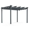 10 x 12 Feet Outdoor Aluminum Retractable Pergola Canopy Shelter Grape Trellis-Beige