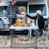 Portable Camping Fish Cleaning Table with Grid Rack and Faucet - Color: Black & White