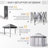 Outsunny 13'x11' Pop Up Gazebo, Double Roof Canopy Tent with Mesh Sidewalls, Height Adjustable and Carrying Bag, Event Tent for Patio Backyard, Grey