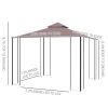 Outsunny 10'x10' Outdoor Gazebo, Double Tiered Canopy Tent with Mosquito Netting and Steel Frame for Patio, Backyards and Parties, Coffee