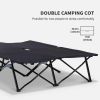 Outsunny 2 Person Folding Camping Cot for Adults, 50" Extra Wide Outdoor Portable Sleeping Cot with Carry Bag, Elevated Camping Bed, Beach Hiking