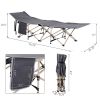 Outsunny Folding Camping Cots for Adults with Carry Bags, Side Pockets, Outdoor Portable Sleeping Bed for Travel Camp Vocation, Grey