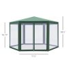Outsunny 13ft x 13ft Outdoor Party Tent Hexagon Sun Shelter Canopy with Protective Mesh Screen Walls & Proper Sun Protection, Green