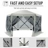 Outsunny 6-Sided Hexagon Pop Up Party Tent Gazebo with Mesh Netting Walls & Shaded Interior, 12' x 12', Beige