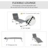 Outsunny Foldable Reclining Sun Lounger Lounge Chair Camping Folding Bed Cot 5-Position Adjustable Back with Pillow for Patio Garden Beach Pool Grey