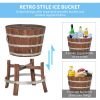 Outsunny 13 Gallons Retro Style Wooden Cooler Wood Ice Bucket with Separable Support Frame  Foldable Flip Cover and Faucet