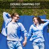 Outsunny 2 Person Folding Camping Cot for Adults, 50" Extra Wide Portable Sleeping Cot with Carry Bag, Elevated Camping Bed, Beach Hiking, Blue