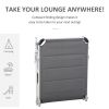 Outsunny Foldable Reclining Sun Lounger Lounge Chair Camping Folding Bed Cot 5-Position Adjustable Back with Pillow for Patio Garden Beach Pool Grey
