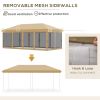 Outdoor 10' x 20' Pop Up Canopy Tent with Netting, Instant Gazebo Tent, 6 Mesh Walls Canopy Tent for Party, Events, Backyard, Lawn, Beige