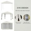 Outdoor 10' x 10' Canopy Outdoor Pop-Up Tent with Sidewalls, Instant Setup, 4 Mesh Walls for Party, Events, Beige