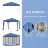 Outdoor 10' x 10' Canopy Tent Outdoor Pop-Up Canopy with Sidewalls, Instant Setup, 4 Mesh Walls for Party, Events, Backyard, Lawn, Blue
