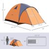 Outsunny 3/4 Person Pop Up Camping Tent, Waterproof Pop Up Tent, Portable Backpacking Shelter with Mesh Windows and 3 Doors