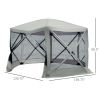 Outsunny 6-Sided Hexagon Pop Up Party Tent Gazebo with Mesh Netting Walls & Shaded Interior, 12' x 12', Beige