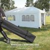 Outsunny 19' x 10' Pop Up Canopy with Sidewalls, Height Adjustable Large Party Tent with Leg Weight Bags, Double Doors and Wheeled Carry Bag