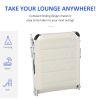 Outsunny Folding Lounger Chair Sun Lounger Chair Camping Bed Cot 4-Position Adjustable Back With Pillow For Patio Garden Beach Pool Cream